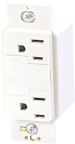 Eaton Surge Duplex 15A 125V Receptacle with Audible Alarm without Wallplate, White