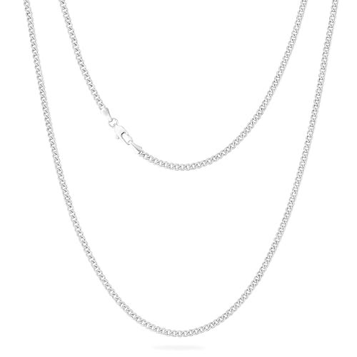 KRKC&CO Men’s Chain Necklace, 14K Gold Plated Stainless Steel Cuban Link Chains 2/3/4/5mm,Anti-Tarnish Nickel-Free Flat-Cut, Thin Gold chain Silver