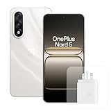 OnePlus Nord 5 Smartphone 8GB RAM 256GB Storage, 6.83" 144Hz AMOLED, Snapdragon 8s Gen 3, 50MP Dual Camera, 5200mAh Battery, with 80W Charger, White