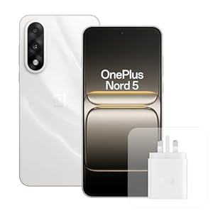 OnePlus Nord 5 Smartphone 8GB RAM 256GB Storage, 6.83" 144Hz AMOLED, Snapdragon 8s Gen 3, 50MP Dual Camera, 5200mAh Battery, with 80W Charger, White