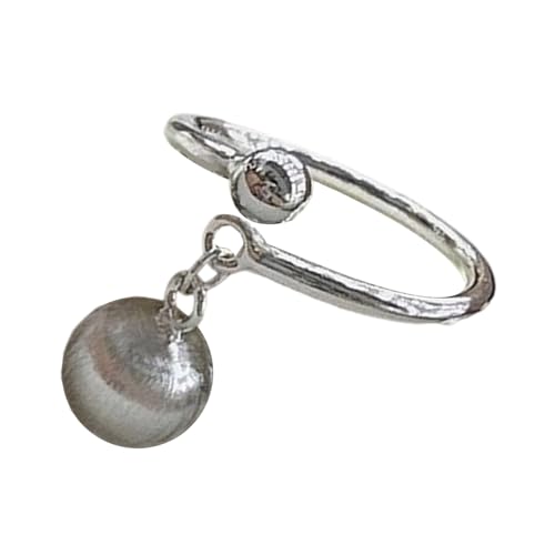 Bagues minimalistes tendance texture brossée et boule géométrique en acier pour femme