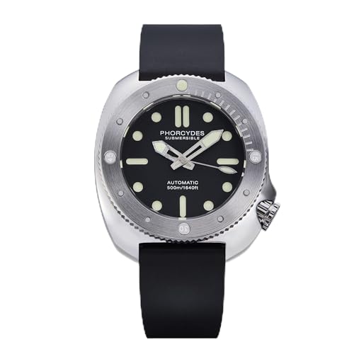 PHORCYDES PH-1 - Relojes mecánicos de buceo NH35A de 500 m, caja automática de acero inoxidable luminoso, Lume negro y verde