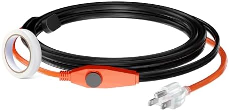 VEVOR Pipe Heating Cable, 6FT 7W/FT Heat Tape for Pipes with Built-in Thermostat, Water Pipe Heat Cable Protects PVC Hose, Metal and Plastic Pipe from Freezing