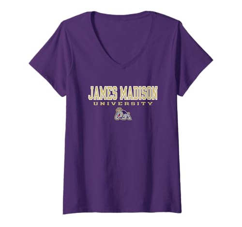 Womens James Madison Dukes Basic Purple Officially Licensed V-Neck T-Shirt