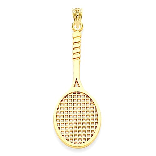 Tennis Racket Charm 10K Yellow Gold Pendant
