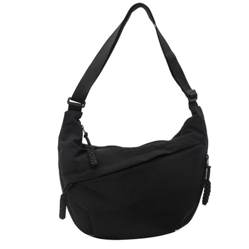 YiYunTE Crossbody Bag Nylon Crescent Cross Body Bag, Women Ladies Girls Dumpling Sling Half Moon Bags, Large Cross Over Hobo Bags Men Across Body Bag Black Side Shoulder Bags for Travel Shopping