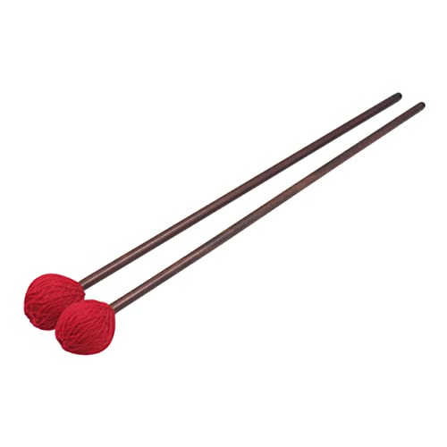 1 par de baquetas para marimba con mango rojo para práctica de tambor de lengüeta, baquetas suaves de hilo para principiantes y profesionales miniatura 1
