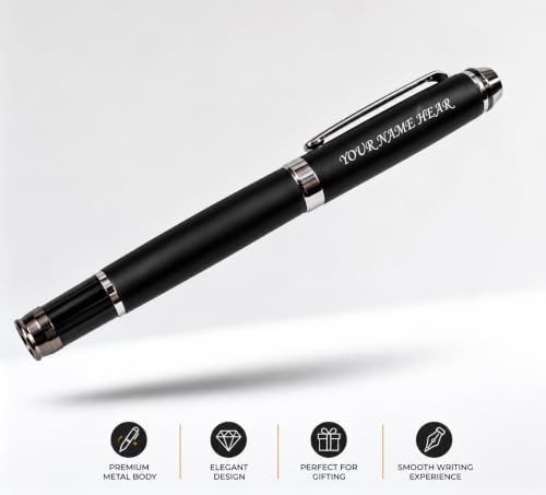 Image of Personalized Metal Ball Pen | Custom Name Engraved Signature Pen | Premium Executive Writing Instrument | Smooth Blue Ink Refillable Ballpoint Pen | Elegant Metal Body | Stylish Gift for Men & Women