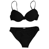 jieGorge Traje de baño de mujer sexy traje de baño push up bikini brasileño halter retro playa bañador, traje de baño control barriga, Negro, XL