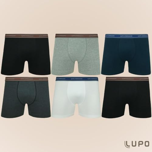 Kit Com 6 Cuecas Boxer Lupo Adulto Algodão Box Masculina 523