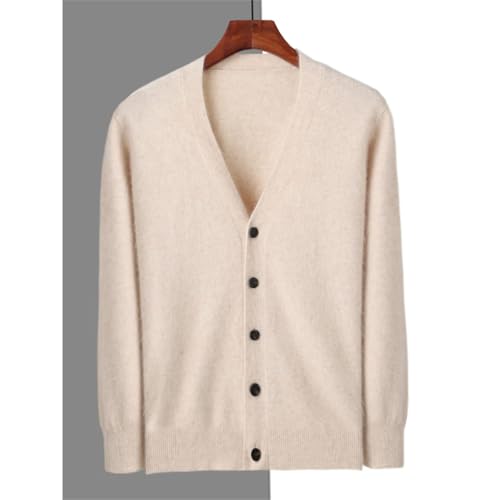 Men Spring V-Neck Cardigan 100 Percent Mink Cashmere Sweater Casual Solid Comfort Cashmere Knitwear2
