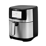 Kalorik Air Fryer VIVID Select Series, 7 Quart Capcity with Full Color Display and Touch Controls, 202 Presets in 12 Food Categories Includes Nonstick Basket & Trivet, 1500-Watts, Stainless Steel
