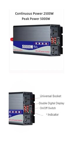 Convertisseur puissance 5000W 60V 220V onde sinusoïdale double prise AC