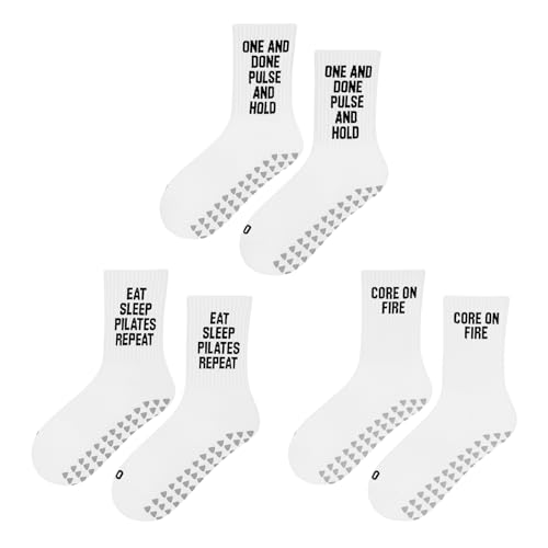 Pilates Grip Crew Socks Series, Cotton Non-Slip Anti-Skid, Men & Women, Fun Inspirational Gift