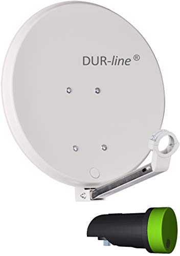 DSA 40cm Hellgrau + Single LNB - 1 Teilnehmer Set, Hochleistungs Hart-Aluminium Spiegel - [Sat-Antenne, Satellitenschüssel, Camping, Balkon,