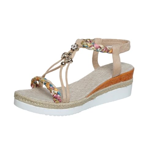 Women's Open Toe High Heel Roman Summer Platform Beach Sandals Low Wedges Comfortabl