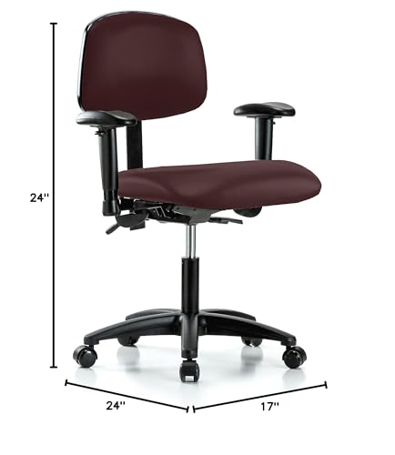 Image of Perch Multi-Task Office Chair with Adjustable Armrests | Desk Height 17-22 inch | Burgundy Fabric