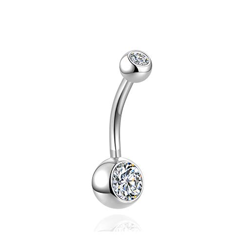 Silbertale SBRSJ004-7.2MM Sterling Silver Belly Button Rings For Women Men Cz Navel Rings Curved Barbell Belly Rings Belly Piercing 8Mm thumb #8