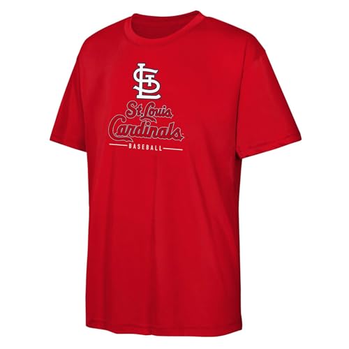 MLB Kids Youth 4-20 Official Team Spirit Premier T-Shirt (US, Numeric, 14, 16, Regular, St. Louis Cardinals - Red)