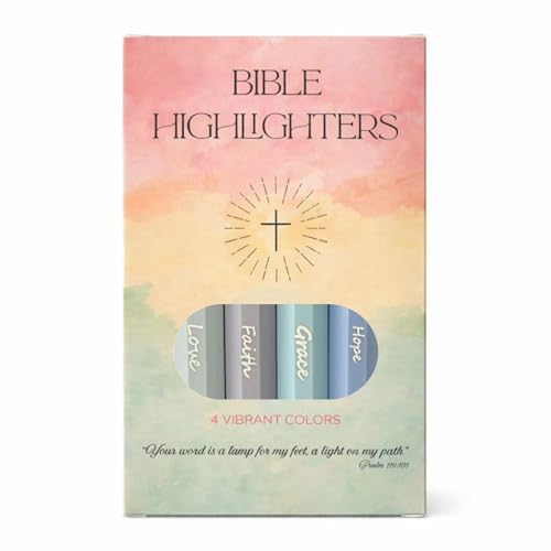 Sixhaven Bible Highlighters No Bleed - Blue - Pastel Highlighters Set of 4 - Chisel Tip Highlighter for Bible Study Supplies - Hope Faith Grace Love Markers - Journaling Supplies for Women & Men