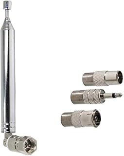 FM Radio Antenna, Ancable Indoor FM Telescopic Antenna 75 Ohm F Type Male Plug Connector with Adapter for Table Top Radio HiFi AV Stereo Receiver Mini System