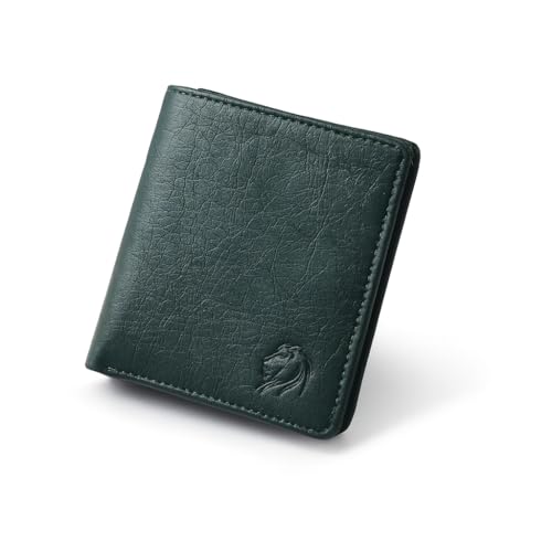 Image of VEMILIO Vegan Leather Wallet for Men & Women | 6 Card Slots | ID Window | Coin Pocket | 2 Hidden & 2 Currency Compartments | Durable Slim Bifold Purse (Green)