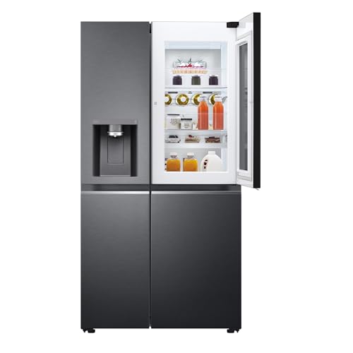 Image of LG 630 L Frost-Free Inverter Wi-Fi InstaView Door-In-Door Side-By-Side Refrigerator with Ice and Water Dispenser (GL-X257AMC3.DUM, Matte Black, Door Cooling+ with Hygiene Fresh+)