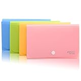 Expanding File Folder, Subdivision Accordion File Folder Mini Organizer PP Wallet for Cards,Coupons,Receipt,Tax Item or Changes,7x4.5 Inches,12 Pockets with Tabs and Check Case(Set 4)