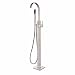 Zovajonia Brushed Nickel Floor Mounted Bathtun Filler Shower Faucets Set Free Standing Single Handle Tub Mixer Taps with Hand Shower