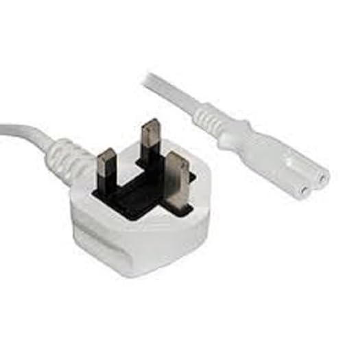 3M UK 3 Pin Cord to IEC C7 2 Pin Mains Power Lead Fig Figure 8 Cable Kettle Lead for Printer, Laptop Charger, Smart LED LCD TV Monitor, 3 Meter - White