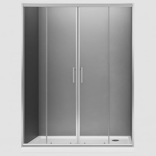 Porta Doccia Scorrevole Slide4 per Box Nicchia Quattro Ante Cristallo Trasparente (1, 154-160 x h190 cm)