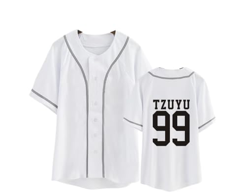 FUJUTANG Twice Baseball Jersey Tzuyu Mina Momo Sana Dahyun Chaeyoung V Neck Hip-Hop T-Shirt