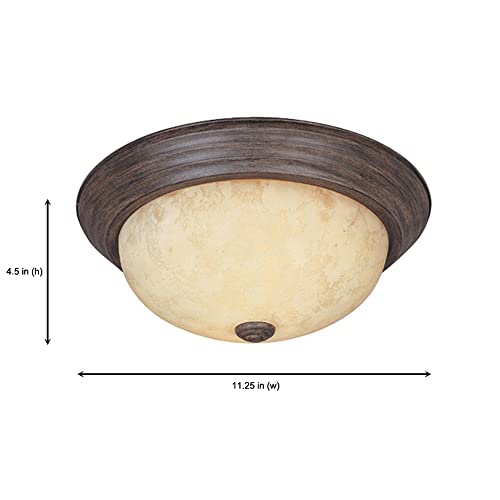 Designers Fountain 11 In Rustic 2-Light Flush Mount Ceiling Light, Warm Mahogany With Amber Glass Shade, 1257S-Wm-Am #TOP2