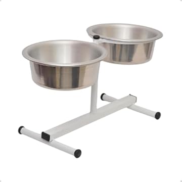 Comedouro Duplo Elevado Alto Ajustável Regulável Duplo Para Cachorro Grande Branco - Petliz