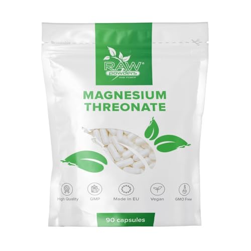 Magnesium Threonate 1800mg | 133mg Elemental Magnesium | High Strength L-Threonate Capsules for Brain & Nervous System Support | Vegan Supplement | Raw Powders