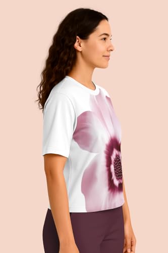 Image of HELLCAT Beige Printed Loose Fit Crew-Neck Crop T-Shirt for Women