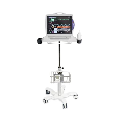 image for POCHAR Medical Mobile Trolley Cart with Wheels - Height Adjustable Sta