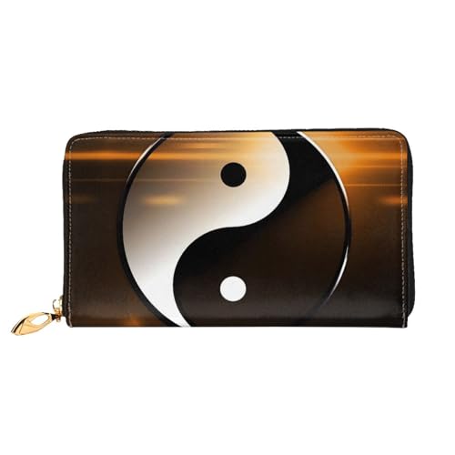 Leather Wallet For Women And Men Sunup Yin Yang Clutch Purse Wristlet Bag Credit Card Holder Wallet - Main Image