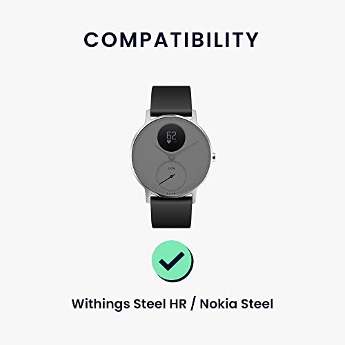 Kwmobile Silicone Bands Compatible With Withings Steel Hr/Nokia Steel (Set Of 2) - Size L 5.5-8.7 Inches (14-22 Cm) - Black/Grey/White/Black #TOP5