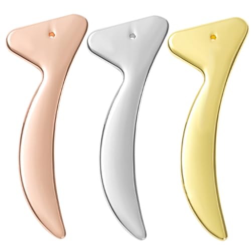 BAZEITFLOW 3 piezas Espátulas Faciales de Metal para Crema Herramientas de Masaje para Ojos Espátula de Maquillaje para Cuidado Incluye Plateado Rosa y Dorado