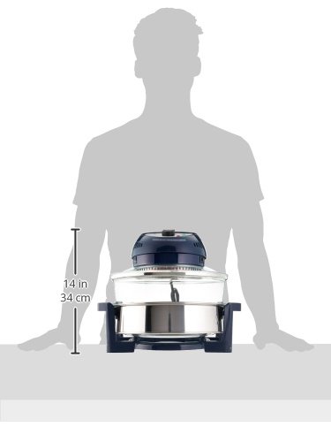Diagram showing dimensions of the Big Boss Oil-Less Air Fryer
