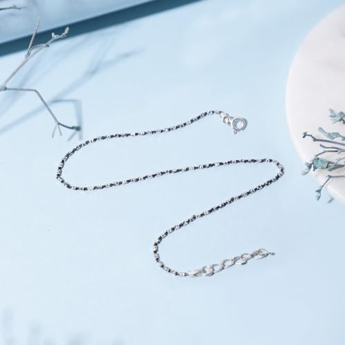 Image of ZAVYA 925 Sterling Silver Beads Gentle Rhodium Plating Thread Anklet (Pair) | Gift for Women & Girls | 1 Year Plating Warranty