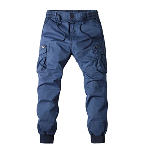 Pantalon tactique militaire homme robuste avec poches cargo bleu 36