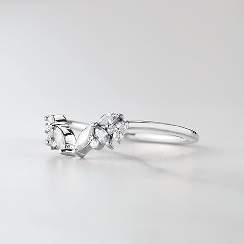 925 Sterling Silver 0.25CT AAA Cubic Zirconia Ring Enhancer for Engagement Rings Open Curved Wedding Band for Women Guard Stackable Rose Gold Plated Size 4-103