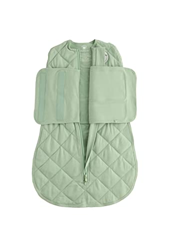 Image of DREAMLAND BABY Weighted Sleep Swaddle Sack, Babies Aged 0-6 Months. 100% Cotton, Evenly Distributed Weight from Shoulders to Toes (Green)