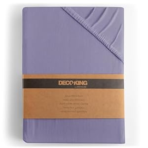 DecoKing Fitted Sheet Super Emperor 100% Combed Cotton Soft Jersey Bed Sheet 200x220-220x240 cm Lavender Amber