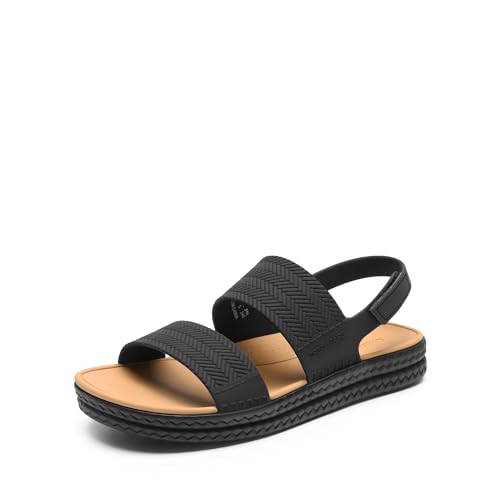 DREAM PAIRS Women Water Sandals Comfortable Flat Beach Platform Dressy Summer Walking Shoes,Size 8,Black,SDFS26006W