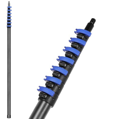 Pertiga Telescopica de Fibra de Carbono 9,15m, Palo Extensible Limpieza, Barra Telescopica Extensible para Pintar, Quitar el Polvo y Limpiar