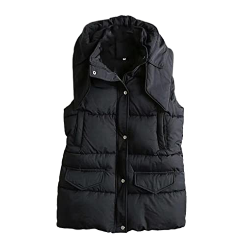 Gilet coton épais femme à capuche veste chaude noire M