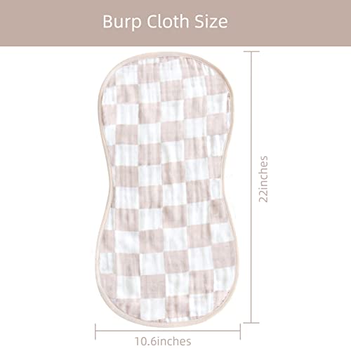 Image of LifeTree Muslin Baby Burp Cloths - Soft 2 Pack Viscose Bamboo Cotton Large 22'' by 10.6'' Absorbent Milk Spit Up Rags - Burping Cloths for Newborn, Girls Boy (Floral & Checkerboard)